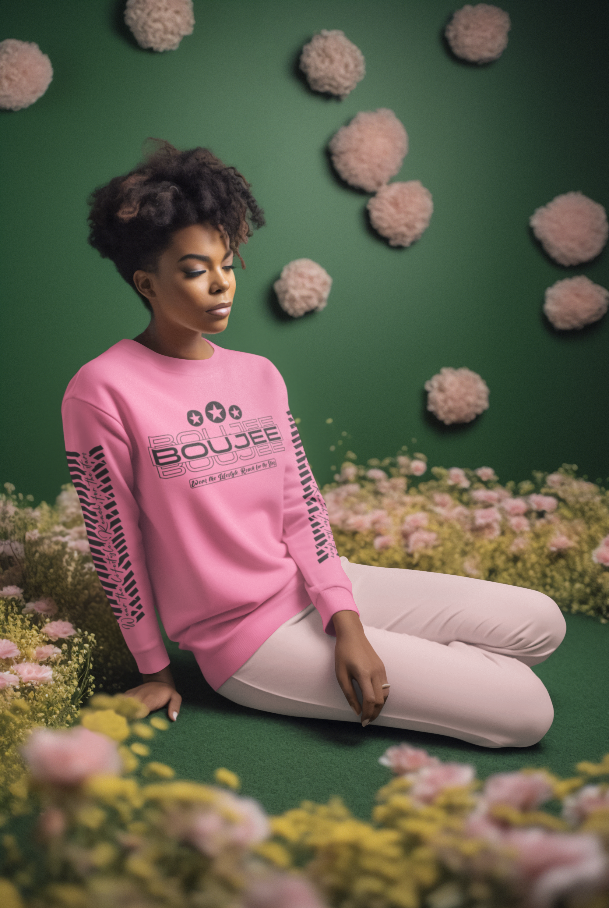 Boujee "Botanical Blossom" 500 GSM Crewneck
