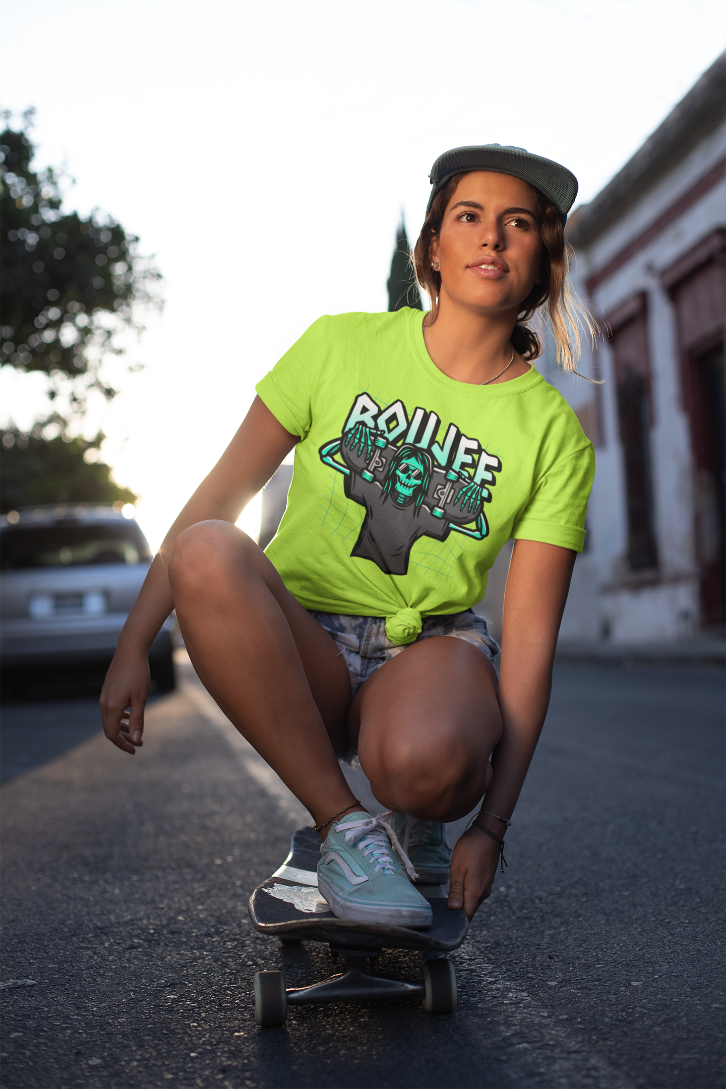 Boujee "Skater Street" Knotted Crop Tee